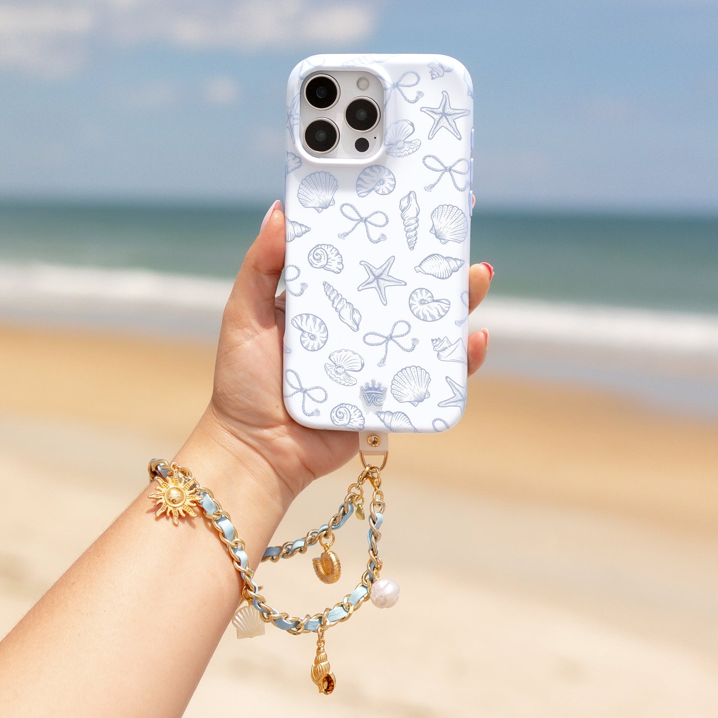 Coastal Princess Leather Chain Phone Charm