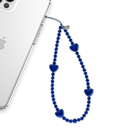 Clear Blue Heart Phone Charm