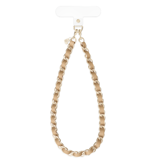 Nude Leather Chain Phone Charm