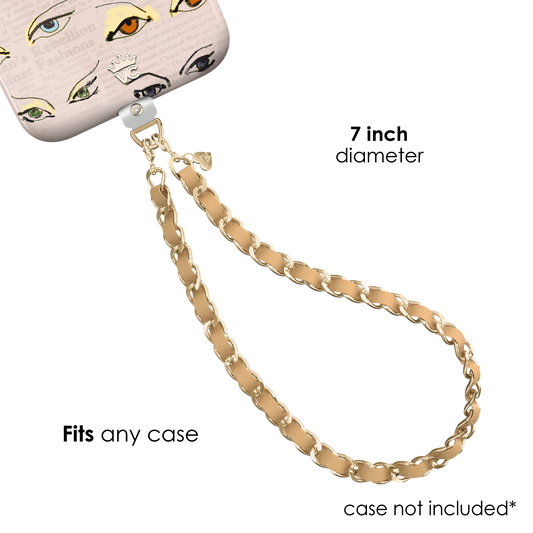 Nude Leather Chain Phone Charm